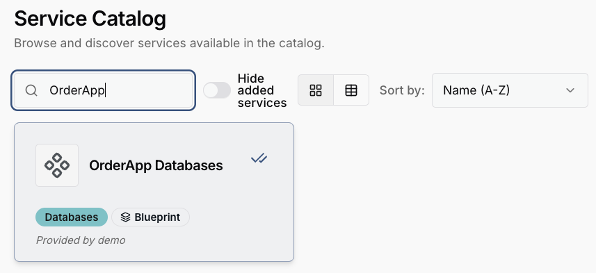 Blueprint in the Service Catalog