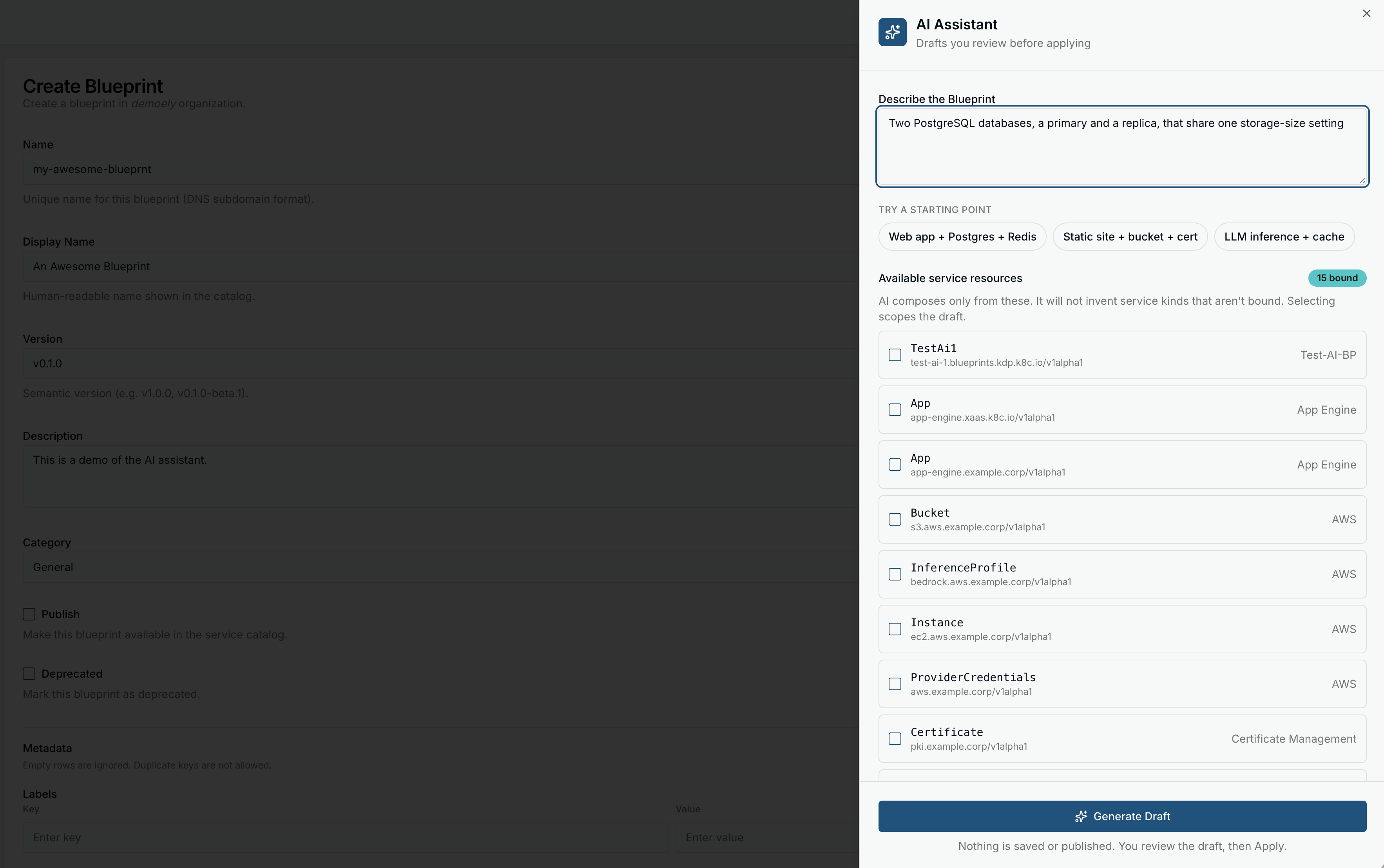 Blueprint editor — AI assistant